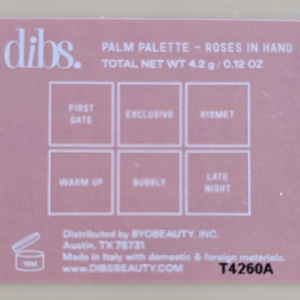 Dibs NIB The Palm Palette in Roses In Hand Retail $36
